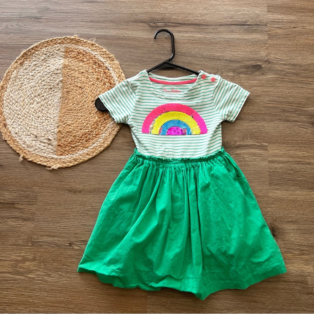 MINI BODEN Rainbow Striped Kids Dress